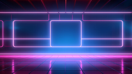 neon panel background with space for branding , ideal for product，3d rendering podium platform