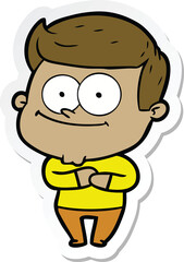 sticker of a cartoon happy man