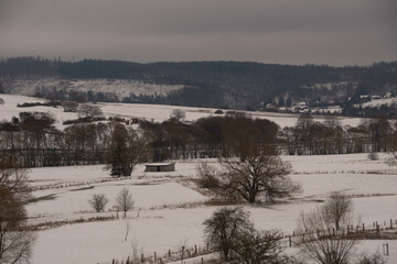 Winter landscape at the german near the city Hallenberg.