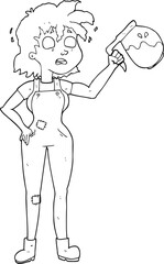 too much coffee freehand drawn black and white cartoon