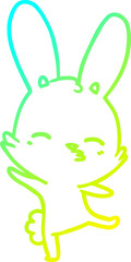 cold gradient line drawing of a curious bunny cartoon
