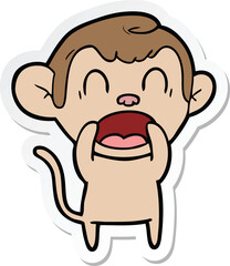 sticker of a shouting cartoon monkey
