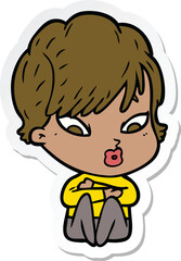 sticker of a cartoon woman