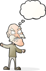 cartoon angry old man with thought bubble