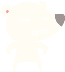 angry polar bear flat color style cartoon