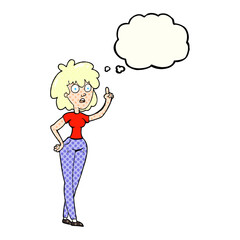 freehand drawn thought bubble cartoon woman