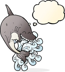cartoon shark with thought bubble