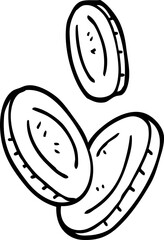 line drawing cartoon gold coins