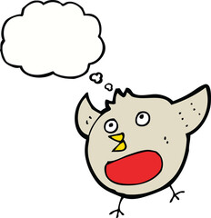 funny cartoon christmas robin with thought bubble