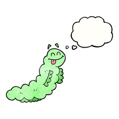 freehand drawn thought bubble textured cartoon caterpillar