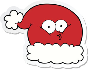 sticker of a cartoon christmas santa hat