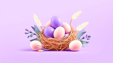 Fototapeta na wymiar Easter joy, A vibrant basket overflows with colorful eggs