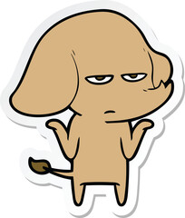 sticker of a annoyed cartoon elephant