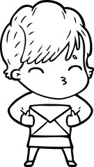 cartoon woman thinking