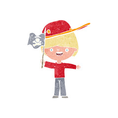 cartoon boy waving pirate flag