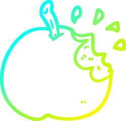 cold gradient line drawing of a fresh bitten apple