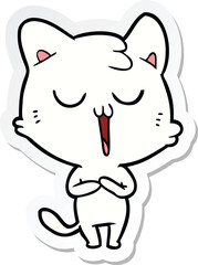 sticker of a cartoon cat singing