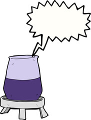 cartoon science experiment with speech bubble