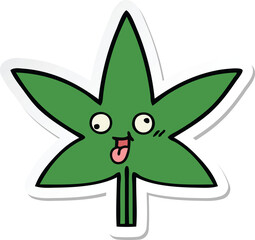 sticker of a cute cartoon marijuana leaf