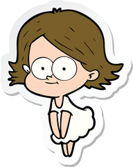 sticker of a happy cartoon girl