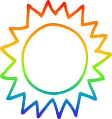 rainbow gradient line drawing of a cartoon sun