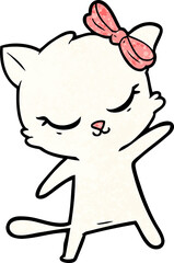 cute cartoon cat with bow