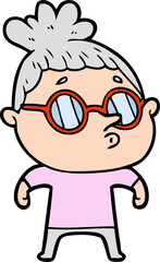 cartoon woman wearing glasses