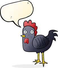 cartoon chicken with speech bubble