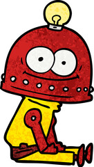 happy carton robot with light bulb