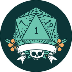 icon of natural one d20 dice roll