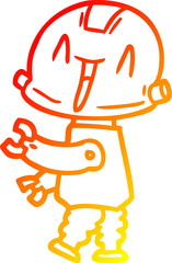 warm gradient line drawing of a cartoon robot