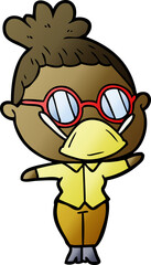 cartoon woman wearing spectacles