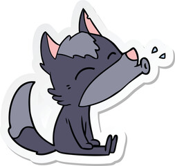 sticker of a howling wolf cartoon