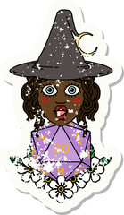 Retro Tattoo Style human witch with natural twenty dice roll