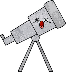retro grunge texture cartoon of a telescope