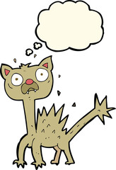 cartoon scared cat with thought bubble