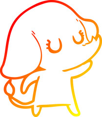 warm gradient line drawing of a cute cartoon elephant