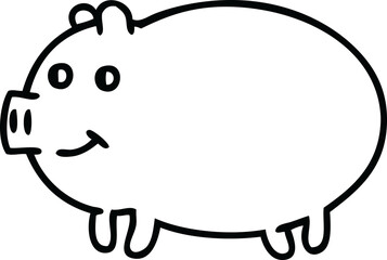 line drawing cartoon of a pig