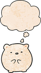cartoon polar bear with thought bubble in grunge texture style