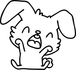 line doodle of a cute rabbit yawning and stretching