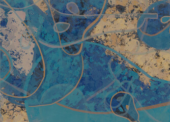 Neon abstract colorful background with grunge brush strokes and paint splashes