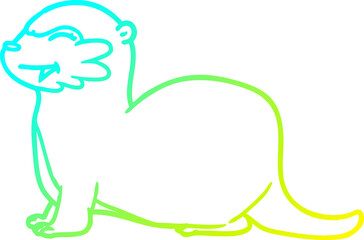 cold gradient line drawing of a laughing otter cartoon
