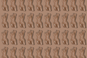 Collage art with a female plastic mannequin