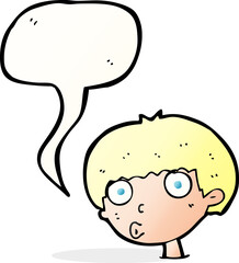 cartoon surprised boy with speech bubble