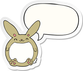 cartoon rabbit with speech bubble sticker