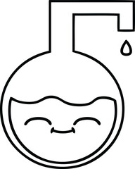 line drawing cartoon of a science experiment