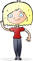 cartoon woman waving