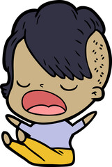 cartoon cool hipster girl talking