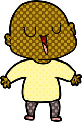 happy cartoon bald man