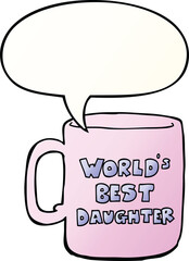 worlds best daughter mug with speech bubble in smooth gradient style